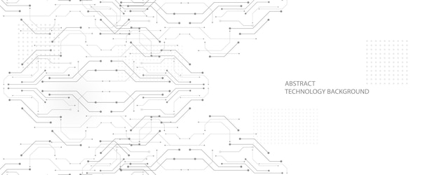 Grauweißer technologiehintergrund, spitzentechnologie und wissenschaftliches liniendesign.