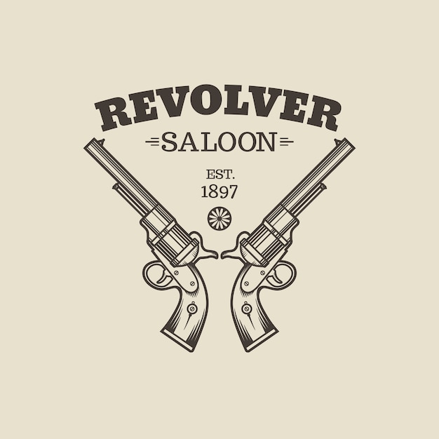 Vektor gravur westlicher revolver. weinleseartabbildung