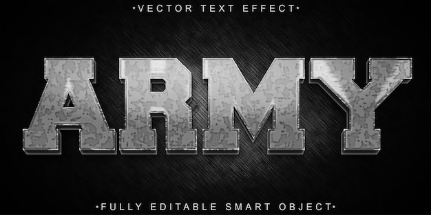Gray Camo Army Vector Vollständig bearbeitbares Smart Object Text-Effekt