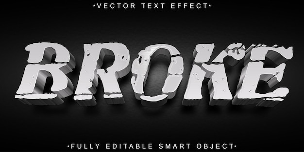 Gray Worn Broken Vector Vollständig bearbeitbares Smart Object Text-Effekt