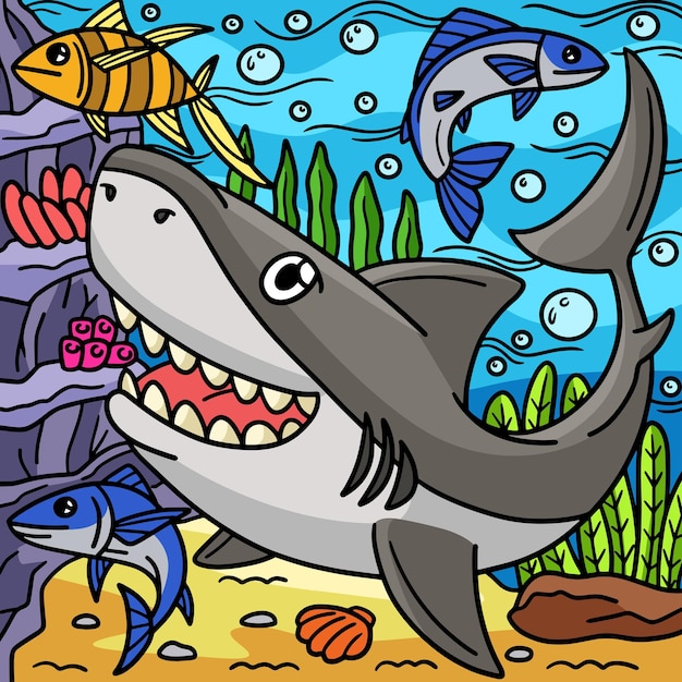 Great white shark meerestier farbige cartoon