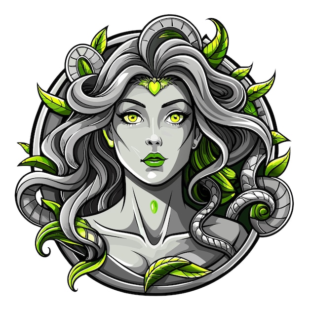 Vektor greek mythology medusa hand drawn cartoon character sticker icon concept isolated illustration