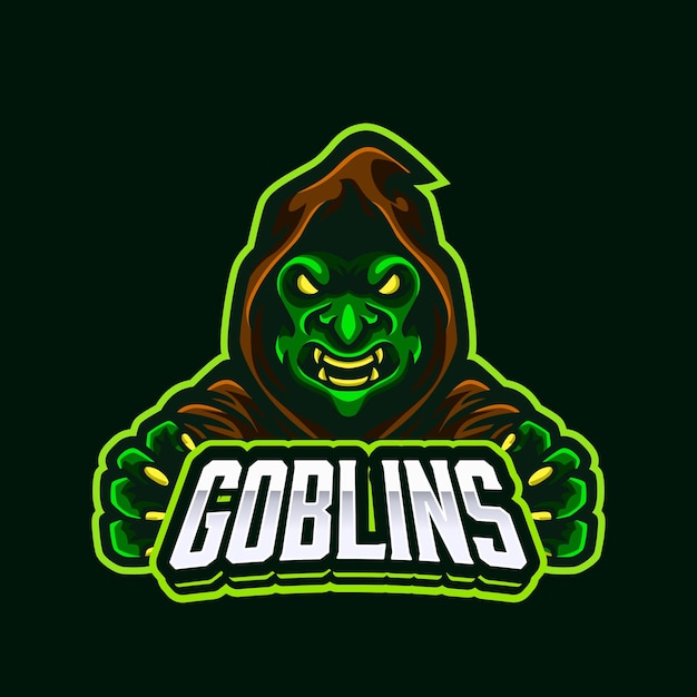 Green angry goblin oger maskottchen logo design