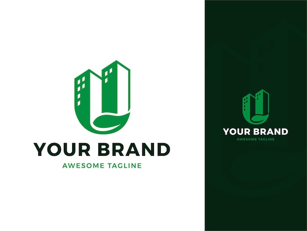 Green Building Professional Logo-Designvorlage für Unternehmen