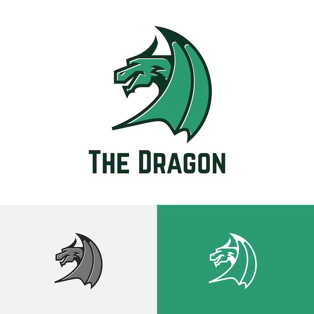 Green dragon wing legendäres tier-esport-spiel-logo