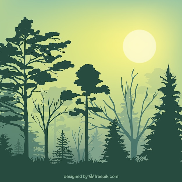 Vektor green forest silhouetten