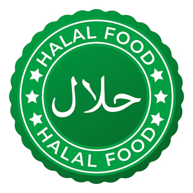 Vektor green halal food isolierte briefmarken-vektor-illustration