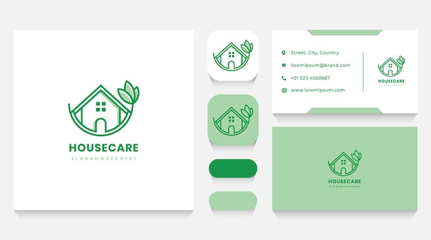 Green house careing logo vorlage und visitenkarte