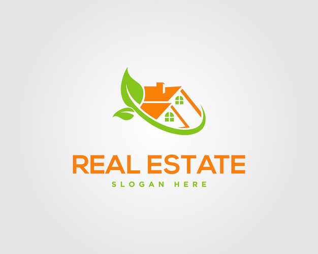 Green House Logo Design mit kreativem modernem Konzept Premium Vektorvorlage