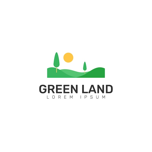 Vektor green land konzept logo tempel