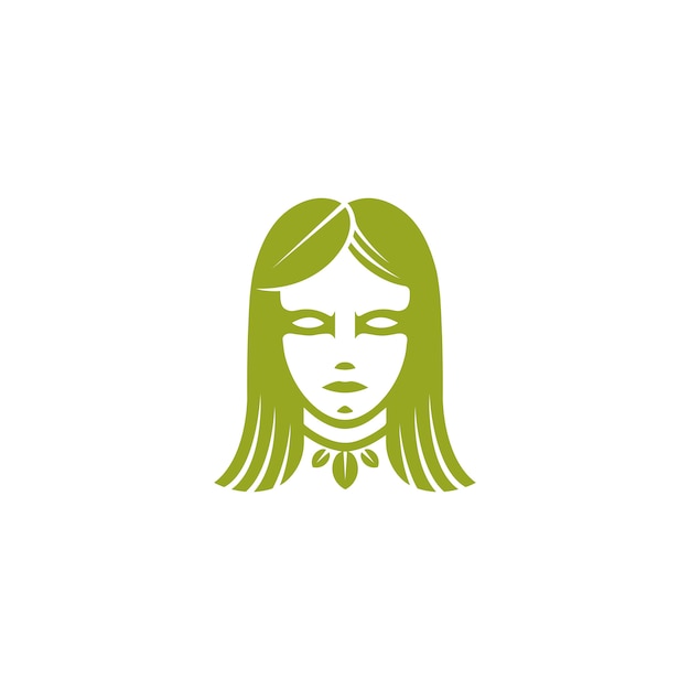 Green leaf woman face logo vorlage