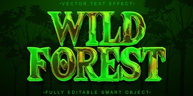 Green Shiny Wild Forest Vector Vollständig bearbeitbares Smart Object Text-Effekt