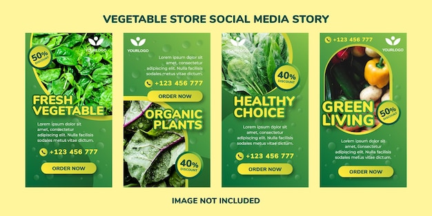 Green vegetable organic store social media story