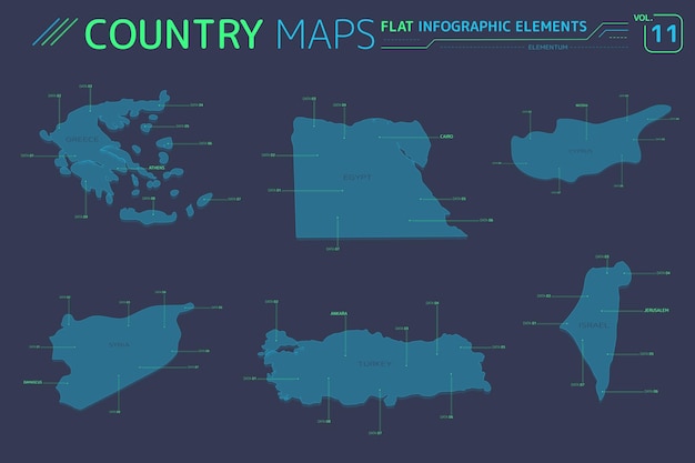 Griechenland Türkei Zypern Syrien Israel und Ägypten Vektorkarten