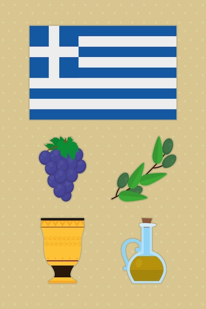 Vektor griechische flagge und symbole