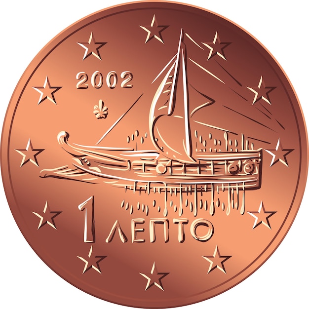 Griechische geldbronzemünze 1 cent mit dem bild einer athenischen trireme des jahrhunderts