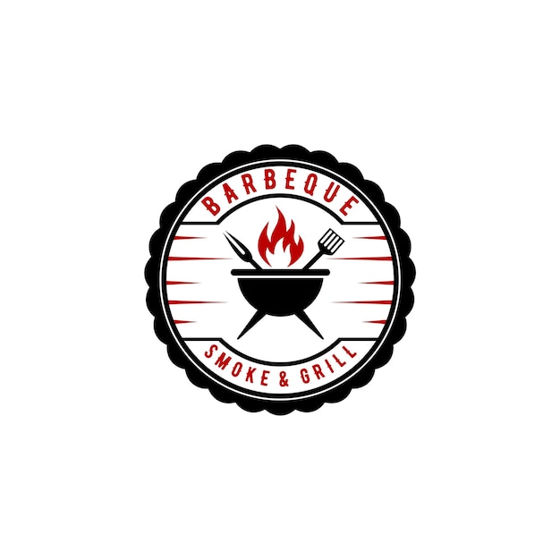 Grill abzeichen grill rauch flamme logo