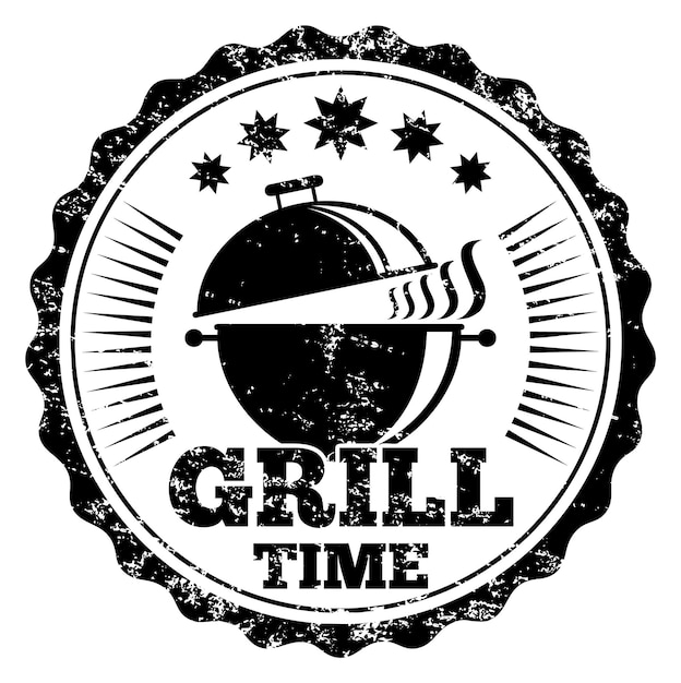 Grill-shop-logo retro-grunge-rundstempel