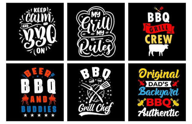 Grill-t-shirt-designpaket. grill-vektorgrafiken. grill-grill-typografie. bbq-svg-bundle