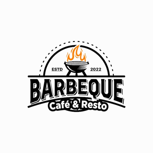 Vektor grillrestaurant-logo oder vintage-vintage-bbq-logo-design