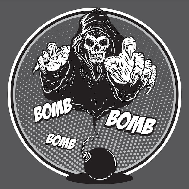 Grim Reaper Black Bomb Ball Emblem Design