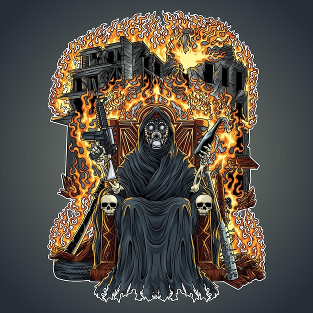 Vektor grim reaper doom-illustration