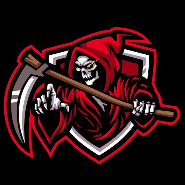 Grim reaper maskottchen-esport-logo-design