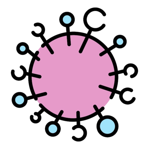 Vektor grippevirus-symbol umriss des grippevirus-vektorsymbols in farbe, flach isoliert