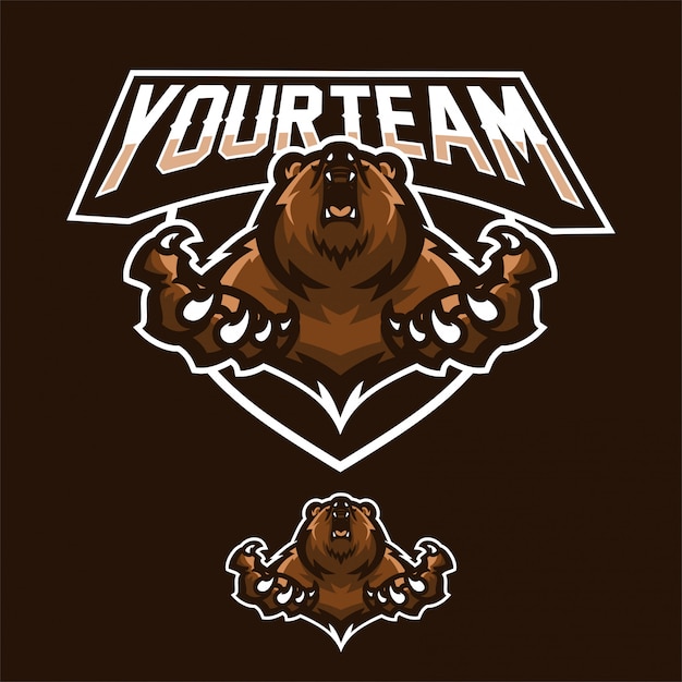 Grizzlybär esport gaming maskottchen logo vorlage