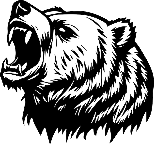 Vektor grizzlybär-monogramm-logo monochrom-design-stil