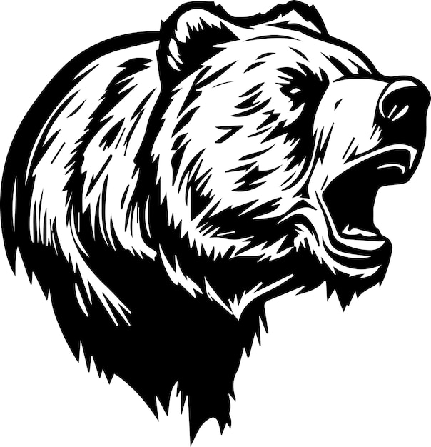 Grizzlybär-Monogramm-Logo Monochrom-Design-Stil