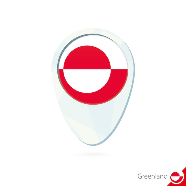 Grönland-Flagge Lageplan Pin-Symbol auf weißem Hintergrund