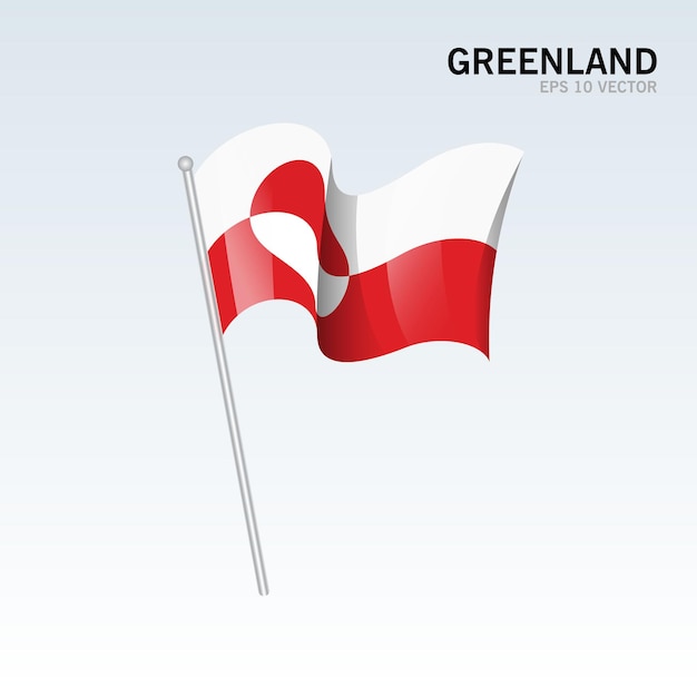 Grönland wehende Flagge isoliert auf grau