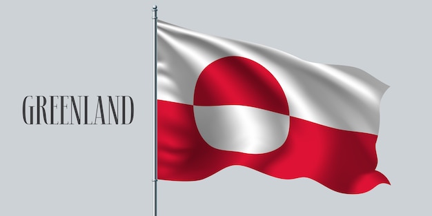 Grönland weht Flagge auf Fahnenmast.