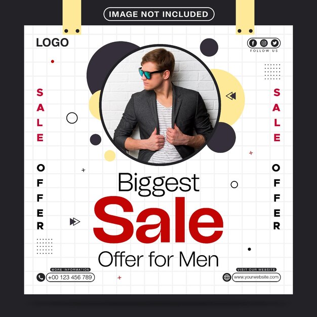 Größtes Verkaufsangebot für Männer Social Media Post Template Design