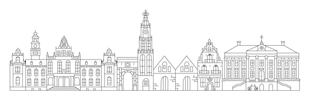 Groningen stadtbild vektor illustration