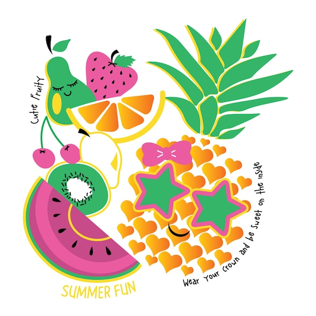 Grooviges Sommerfrucht-Shirt-Design für den Druck