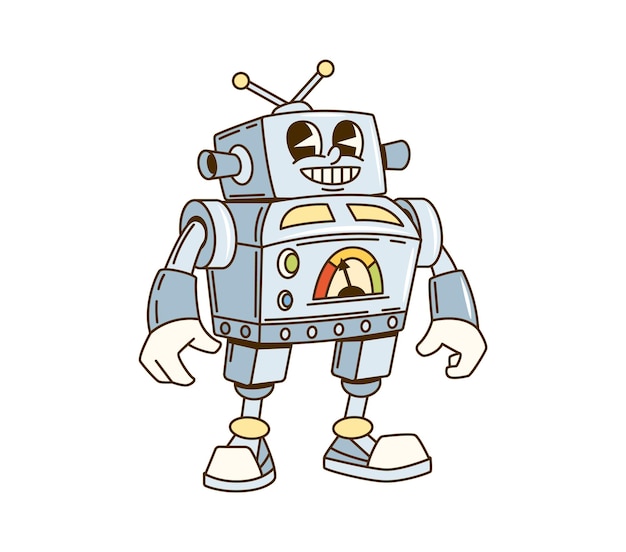 Groovy Retro-Roboter aus Zeichentrickfilmen, witzige Figur