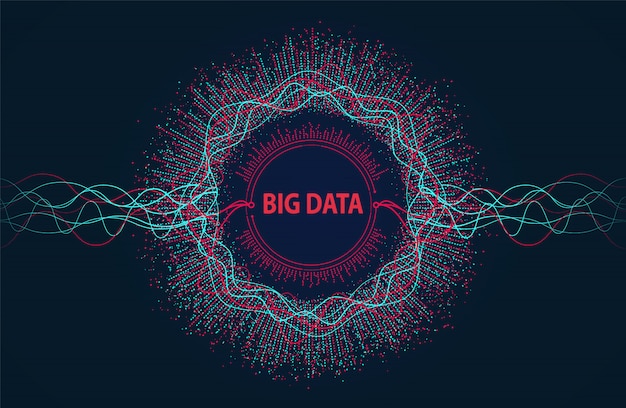 Große Daten. Visueller Informationsfluss aus Punkten und Linien.