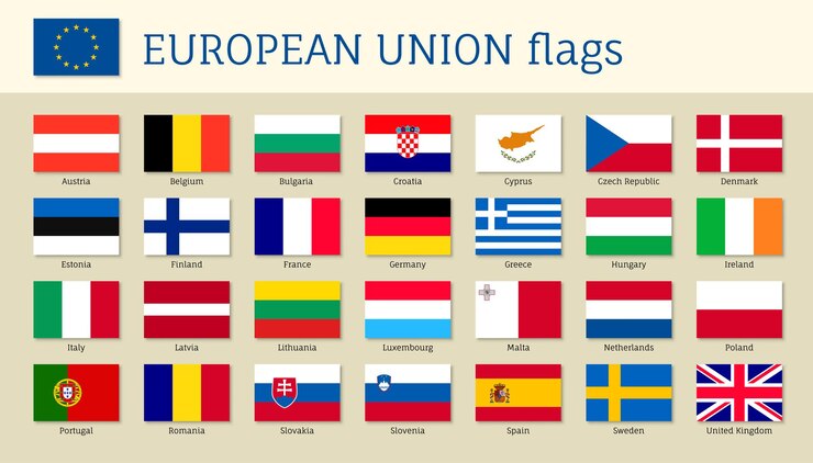 Große Fahnen der Europäischen Union