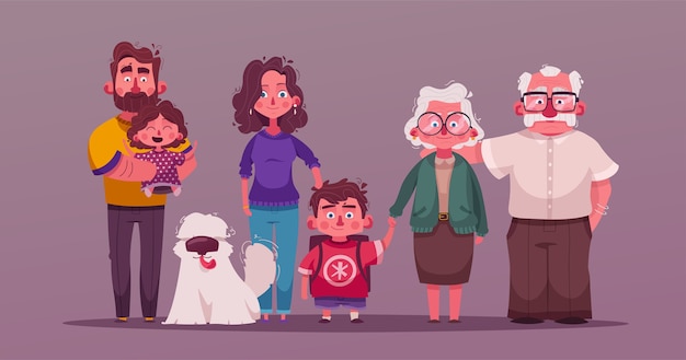 Große glückliche familie zusammen illustration