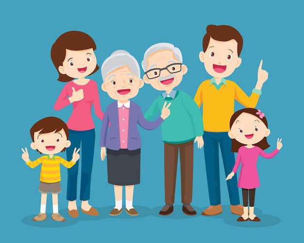 Große glückliche Mehrgenerationsfamilie Geschwister Verwandte Porträt