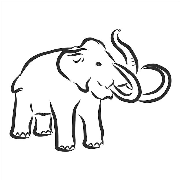 Große Mammut-Firmenlogo-Identität. Prähistorisches Tier aus Eiszeit-Icon-Konzept. Einzeilige Zeichnungsdesignillustration