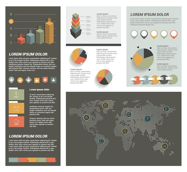 Große menge flacher infografik-elemente.