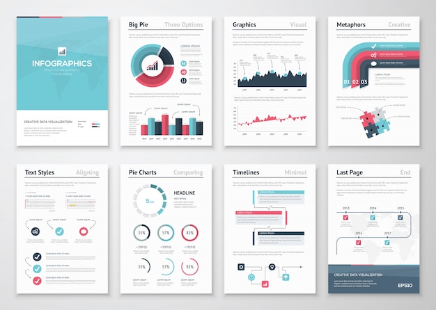Große reihe von infografischen vektor-elemente und business-broschüren