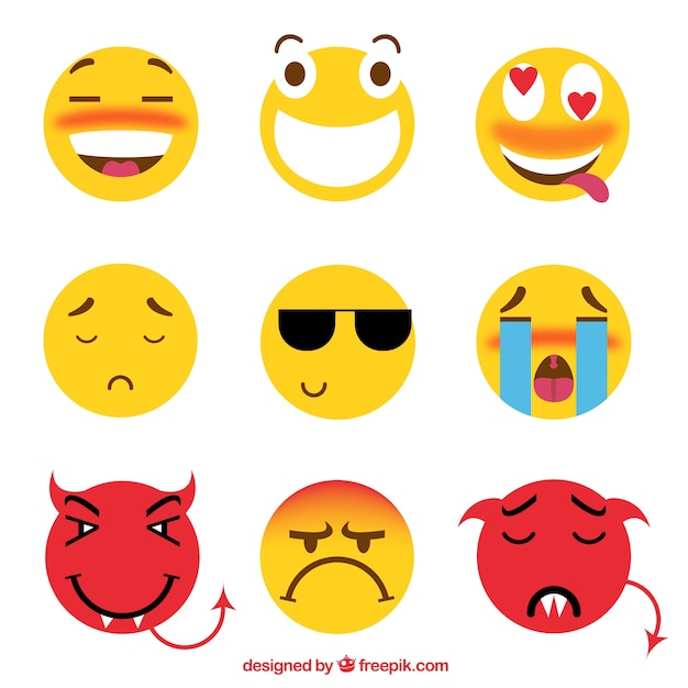 Große Reihe von lustigen Emoticons