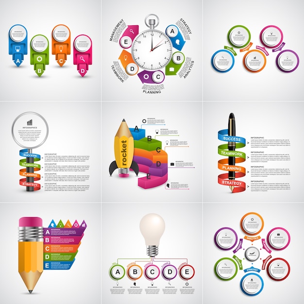 Vektor große sammlung von bunten infografiken.