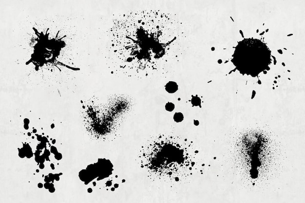 Große Sammlung von detaillierten Tinten-Splats