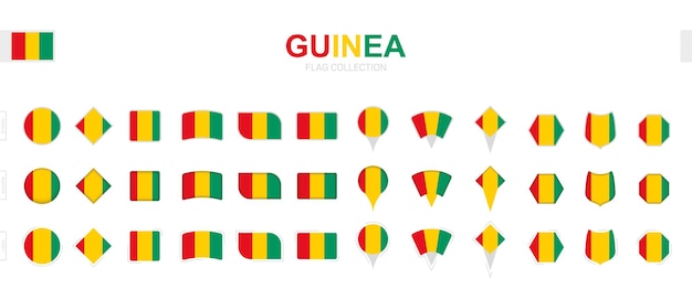 Große Sammlung von Guinea-Flaggen in verschiedenen Formen und Effekten