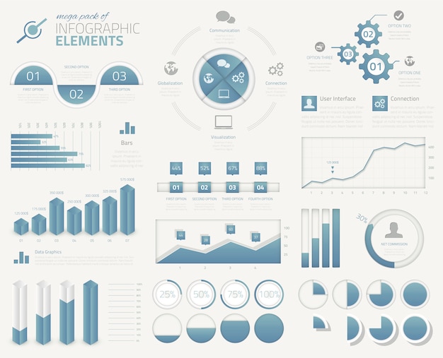 Große Sammlung von modernen Business Infographik Vektorelemente